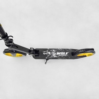 Детский двухколесный самокат Best Scooter W-76565 WOLF со складной конструкцией, передним амортизатором и ручным тормозом, Зеленый