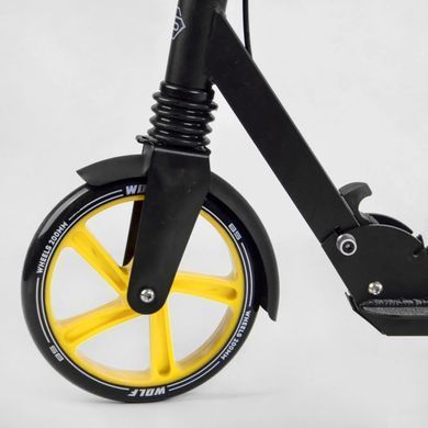 Детский двухколесный самокат Best Scooter W-76565 WOLF со складной конструкцией, передним амортизатором и ручным тормозом, Зеленый