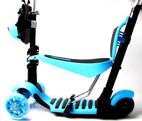 Дитячий триколісний самокат Scooter Божа корівка 5 в 1 з сидінням і батьківською ручкою, Бирюзовый