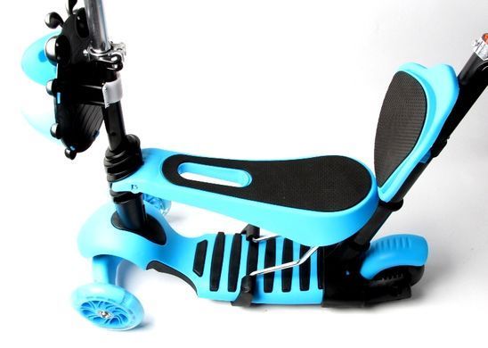 Дитячий триколісний самокат Scooter Божа корівка 5 в 1 з сидінням і батьківською ручкою, Бирюзовый