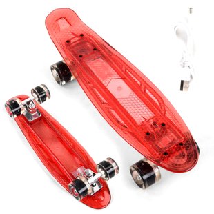 Пенні борд (Penny Board) S-60355 Best Board 22" з прозорою декою і колесами, що світяться, Салатовий