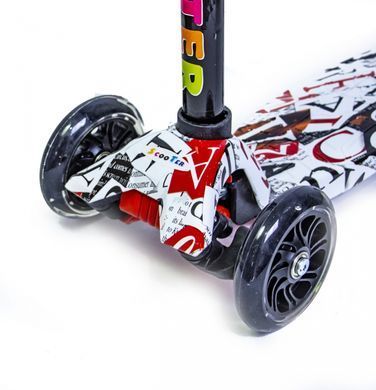 Дитячий триколісний самокат Scooter MAXI з колесами, що світяться та малюнком, Fire