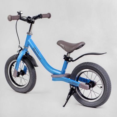 Біговел (велобіг) дитячий CORSO 74100 Triumf з надувними гумовими колесами 12", ручними гальмами, крилами та підніжкою, Сірий
