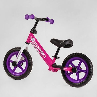 Біговел (велобіг) дитячий CORSO J-6409 Sprint з піно клесами EVA 12" та підставкою для ніжок, Рожевий