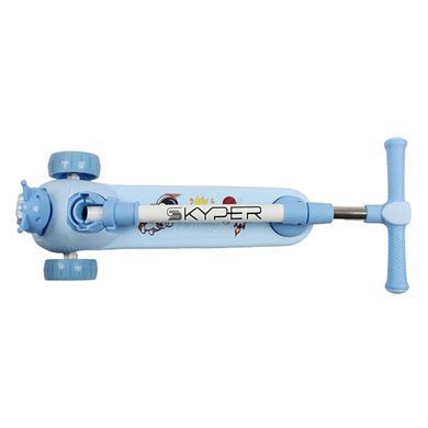 Дитячий триколісний самокат Skyper KR-11/6093 з підсвіткою платформи та коліс, Блакитний