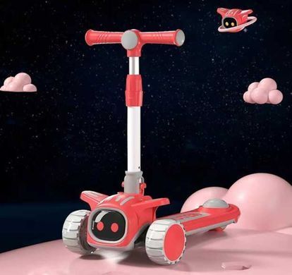 Трехколесный самокат "Skyper" RD-0560 со складным рулем, музыкой и подсветкой платформы и колес, Зеленый