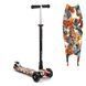 Детский трехколесный самокат Best Scooter А 25776 /779-1537 MAXI со светящимися колесами и съемным рулем, Черный с джипами