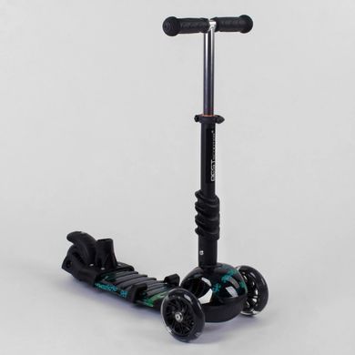 Дитячий триколісний самокат Best Scooter 30605 5 в 1 із сидінням та батьківською ручкою, з малюнком, Чорний з динозаврами