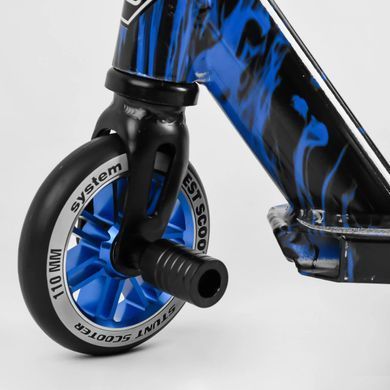 Трюковий самокат Best Scooter 74609 з кермовою системою HIC, колеса 110 мм + 2 пеги, Чорно-синій