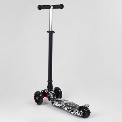 Дитячий триколісний самокат Best Scooter А 25776 /779-1537 MAXI з колесами, що світяться, і знімним кермом, Чорний з джипами