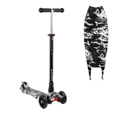 Дитячий триколісний самокат Best Scooter А 25776 /779-1537 MAXI з колесами, що світяться, і знімним кермом, Чорний з джипами