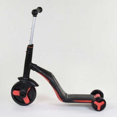 Детский трехколесный самокат-велобег-велосипед Best Scooter JT 90601 3 в 1 с музыкой и подсветкой, Серо-розовый