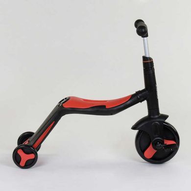 Детский трехколесный самокат-велобег-велосипед Best Scooter JT 90601 3 в 1 с музыкой и подсветкой, Серо-розовый
