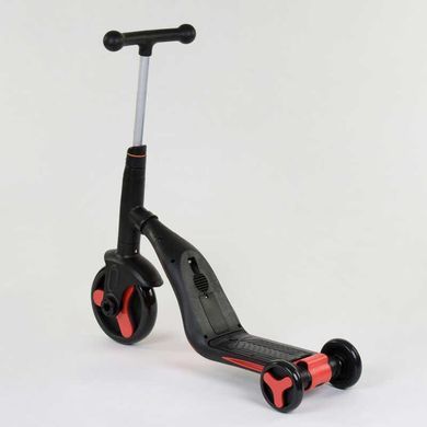 Детский трехколесный самокат-велобег-велосипед Best Scooter JT 90601 3 в 1 с музыкой и подсветкой, Серо-розовый