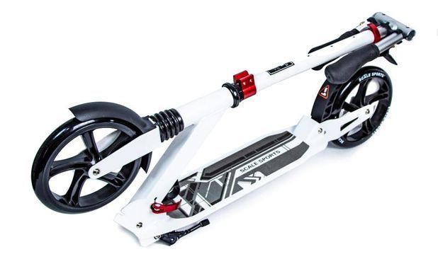 Детский двухколесный самокат Scale Sports SS-07 со складной конструкцией и передним и задним амортизатором, Черный