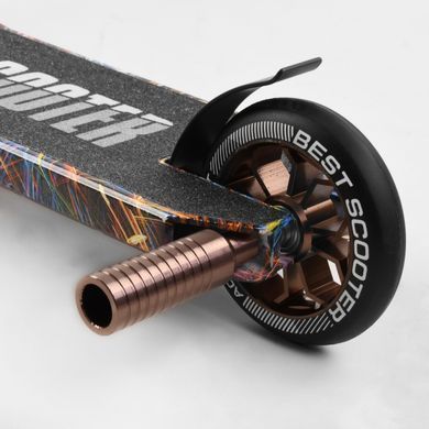 Трюковый самокат Best Scooter BS-77566 с рулевой системой HIC, колеса 110 мм, с принтом + 2 пеги, Серо-синий
