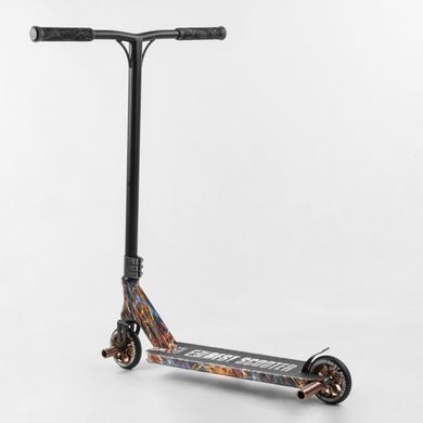 Трюковый самокат Best Scooter BS-77566 с рулевой системой HIC, колеса 110 мм, с принтом + 2 пеги, Серо-синий