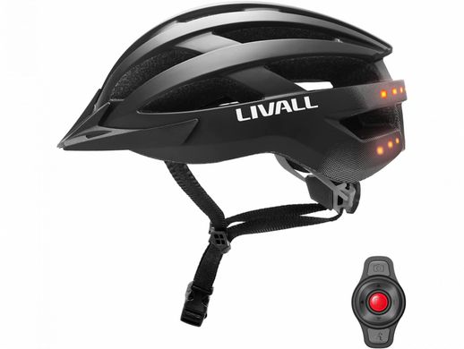 Захисний шолом Livall MT1 з регулюванням розміру, Bluetooth, пультом управління та функцією SOS-оповіщення, розмір M (54-58 см), Чорно-сірий