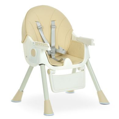 Дитячий складний стільчик для годування на колесах BAMBI M 6302 сидіння екошкіра, Бежевий