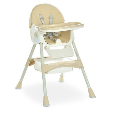 Дитячий складний стільчик для годування на колесах BAMBI M 6302 сидіння екошкіра, Бежевий