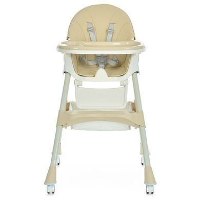 Дитячий складний стільчик для годування на колесах BAMBI M 6302 сидіння екошкіра, Бежевий