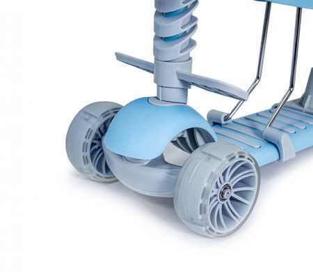Детский трехколесный самокат Scooter Smart 5 в 1 с сиденьем, родительской ручкой и светящимися колесами, Пастельно-розовый