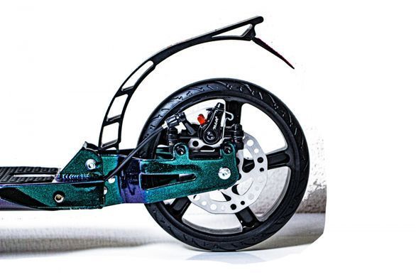 Детский двухколесный самокат Scale Sports SS-25 с ручным дисковым тормозом и передним и задним амортизатором, Зеленый