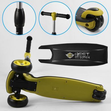 Детский трехколесный самокат Best Scooter 87819 со складным алюминиевым рулем и светящимися колесами, Розовый