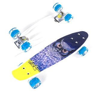 Пенні борд (Penny Board) S 29855 Best Board 22" з колесами, що світяться і малюнком на деці, Сова