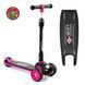 Детский трехколесный самокат Best Scooter 87819 со складным алюминиевым рулем и светящимися колесами, Розовый