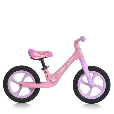 Беговел (велобег) детский PROFI KIDS MBB 1009-4 с надувными резиновыми колесами 12", Розовый