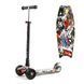 Дитячий триколісний самокат Best Scooter S - 10808 MAXI зі знімним кермом і колесами, що світяться, Вогонь та лід