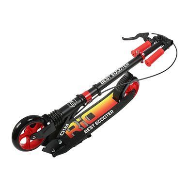 Детский двухколесный самокат Best Scooter Rio R-80960 с ручным тормозом и передним амортизатором, Черно-красный