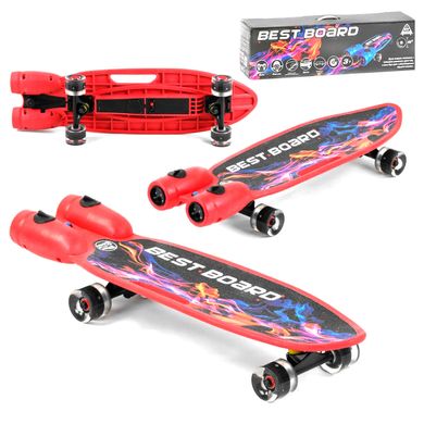 Пенні борд (Penny Board) S-00710 Best Board 28" з музичними турбінами, що димляться і колесами, що світяться, Червоний