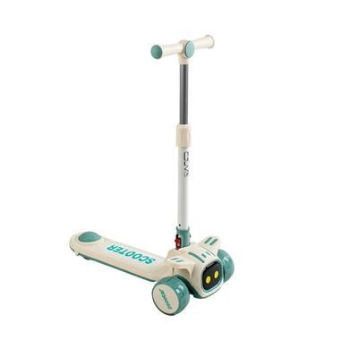 Дитячий триколісний самокат Skyper LW-0916 3 в 1 складаний, з підсвічуванням, музикою та сидінням, Біло-коричневий