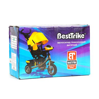 Дитячий велосипед-коляска з ручкою Best Trike 6588/67-012 колеса зі спіненої гуми, музика та світло, Джинсово-сірий