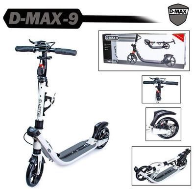 Детский двухколесный самокат Scale Sports D-Max-9 с ручным дисковым тормозом и передним и задним амортизатором, Черный