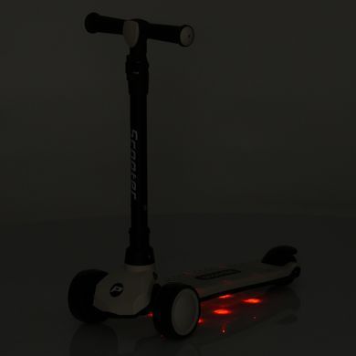 Детский трехколесный самокат Scooter JR3-124 со складной конструкцией, подсветкой и музыкой, Розово-белый