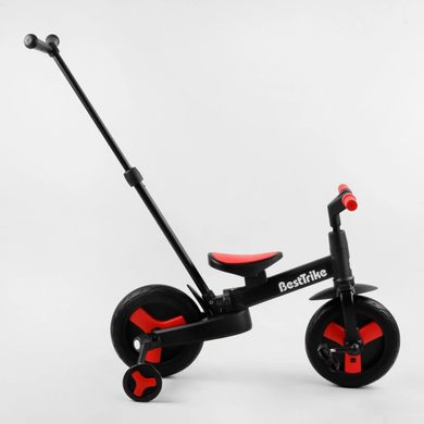 Дитячий триколісний велосипед-трансформер Best Trike 58195 з батьківською ручкою та знімними педалями, Чорно-жовтий