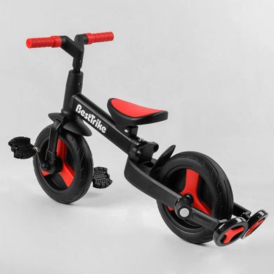 Дитячий триколісний велосипед-трансформер Best Trike 58195 з батьківською ручкою та знімними педалями, Чорно-жовтий