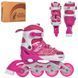 Детские раздвижные ролики Profi Roller 4147, PU колеса, размер 33-37, Розовые