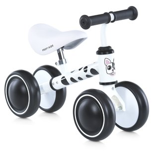 Дитячий чотириколісний біговел (велобіг) PROFI KIDS MBB 1017-4D з піно колесами EVA 6", Чорно-білий "Бульдог"