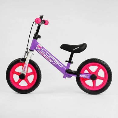 Біговел (велобіг) дитячий CORSO 87015 Sprint з піно колесами EVA 12", ручними гальмами та підніжкою, Чорно-червоний
