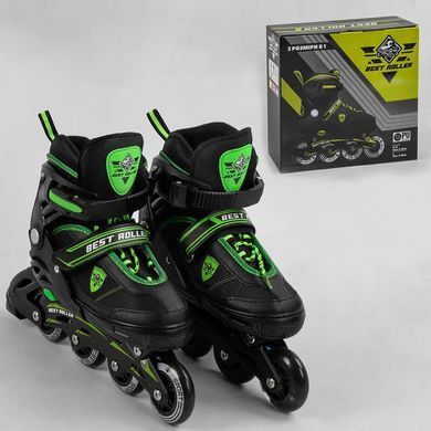 Детские раздвижные ролики Best Roller 99022-М, размер 35-38, колеса PU, Черно-синие