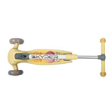 Дитячий триколісний самокат Skyper SR-83664 з підсвіткою платформи та коліс, Жовтий