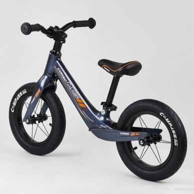Біговел (велобіг) дитячий CORSO 55960 Magnesium Sport з надувними гумовими колесами 12" та магнієвою рамою, Чорний матовий