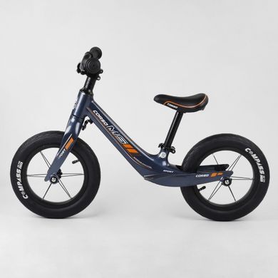 Біговел (велобіг) дитячий CORSO 55960 Magnesium Sport з надувними гумовими колесами 12" та магнієвою рамою, Чорний матовий