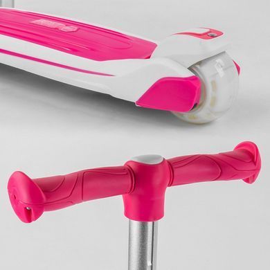 Детский трехколесный самокат-беговел Best Scooter JS-41008/63204 с сиденьем и светящимися колесами, Розово-белый
