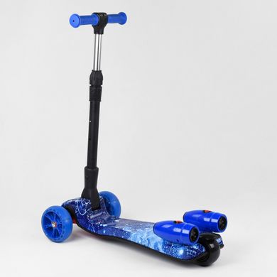 Дитячий триколісний самокат Best Scooter 94666 MAXI з музикою, підсвічуванням та ефектом диму з турбін, Сині блискавки