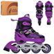 Детские раздвижные ролики Profi Roller 4147, PU колеса, размер 33-37, Розовые